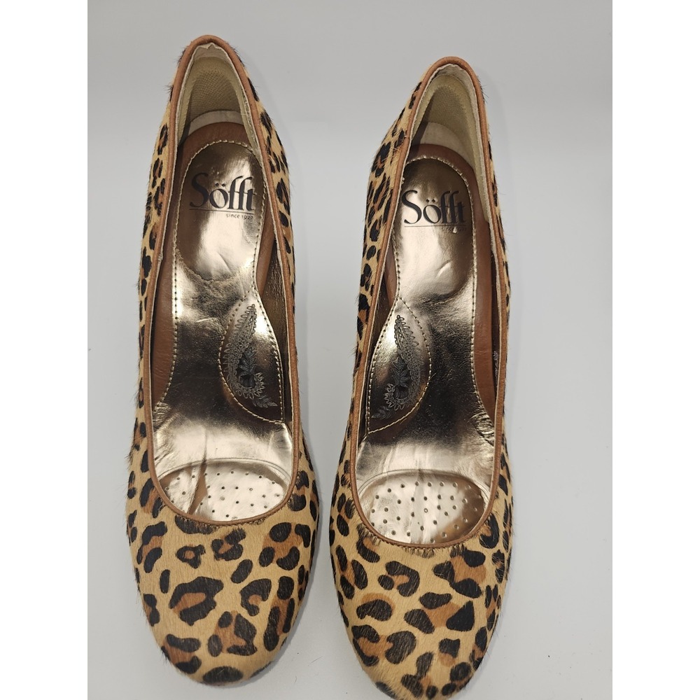 Sofft Broadway Women's Sz 8.5 Horse Hair Leopard Print High Heels Pumps